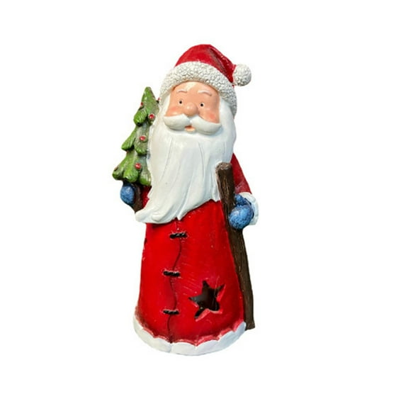 YOHAVEN Resin Santa Claus LED Christmas Decoration, Holiday Figurine for Porch, Entrance, Home Tabletop, Party Decor, Festive Christmas Gift, Holiday Display