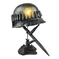 thumbnail image 1 of YOHAVEN Retro War Lamp Table Light, Resin Statue with WWII Helmet Bayonet, Battery Operated Military Decor for Desk Living Room Gift Decoration, 1 of 7