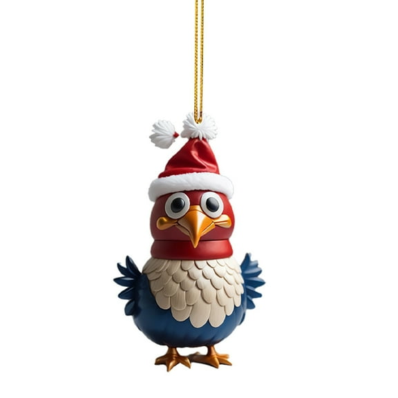 YOHAVEN Rooster Car Pendant Cute Funny Ornament Hanging Farmhouse Christmas Tree Decoration Home Decor For Holiday Party Valentine’s Day Birthday Gift