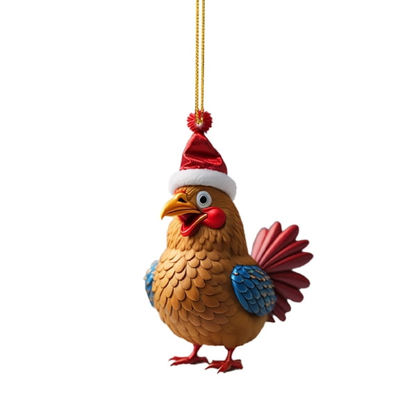 YOHAVEN Rooster Car Pendant Cute Funny Ornament Hanging Farmhouse Christmas Tree Decoration Home Decor For Holiday Party Valentine’s Day Birthday Gift