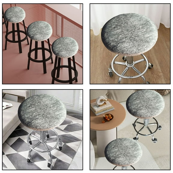 YOHAVEN Round Waterproof Leather Bar Stool Cover Elastic Fit Seat Protector Kitchen Dining Room Home Furniture Decorative Accent Cover Decor