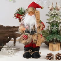 YOHAVEN Santa Claus Figurine, 16" Standing Plush Christmas Doll Ornament for Home Table Fireplace Living Room Holiday Party Xmas Decorations