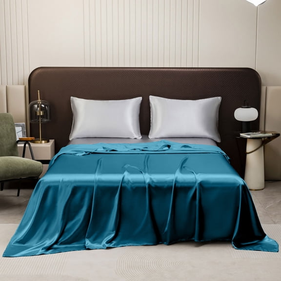 YOHAVEN Satin Style Washable Sheet, 170x230 Cm, Solid Color Slip Cover For Bed, Smooth Silk‑Like Fabric, Stain Fade Resistant, Low Care, Luxury Hotel Style Feel For Bedroom, Multi Color Options