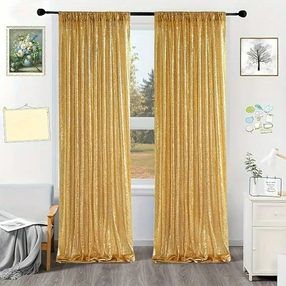 YOHAVEN Sequined Rod Pocket Curtains Party Wedding Decorations European Style Backdrop for Event Indoor Outdoor Glamorous Holiday Celebration Stage Decor Photo Booth Sequins Drapes