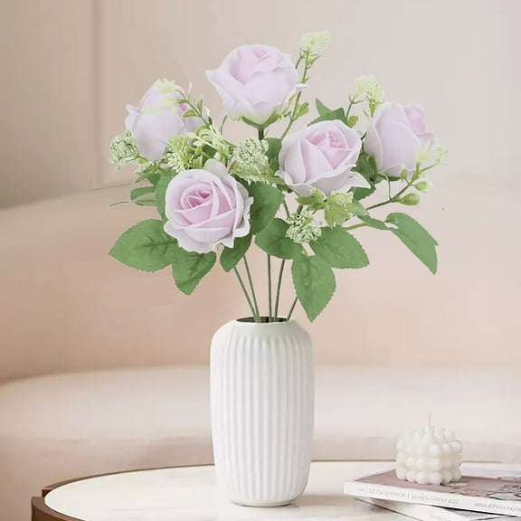 YOHAVEN Silk Rose Bouquet Simulated Flowers Wedding Table Centerpiece Home Garden Mantel Indoor Party Floral Arrangement Holiday Decor