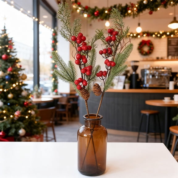 YOHAVEN Simulated Christmas Branches, Berries and Pine Cones, Christmas Tree Decorations for Tables, Mantels, Holiday Enhancements, Christmas Ornaments for Christmas Trees and Homes