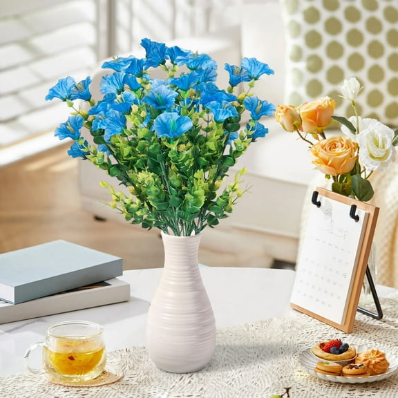 YOHAVEN Simulated Spring Water Grass Violet Artificial Flower Decoration, Plastic Greenery Bouquet for Home Wall Office Wedding Party DIY Floral Arrangement Craft Decor