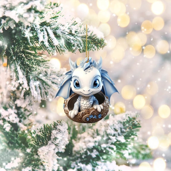 YOHAVEN Single Acrylic Christmas Ornament, 3.15" Clear Pendant for Xmas Tree Holiday Home Party Car Hanging Decoration Festive Decor