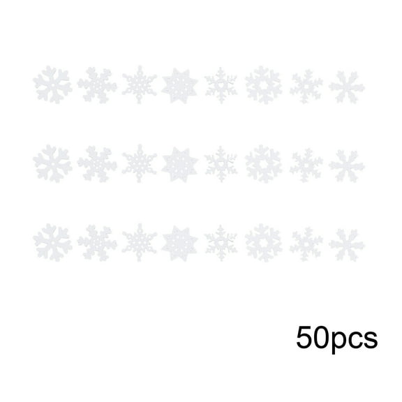 YOHAVEN Snowflake Ornaments 50 Pack White Glitter Plastic Snowflakes Hanging Christmas Tree Winter Wreath Garland Indoor Outdoor Holiday Party Xmas Decorations