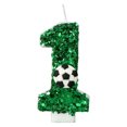 thumbnail image 1 of YOHAVEN Soccer Birthday Candle Number 9 Cake Topper, Green Glitter Wax Candle with Soccer Theme Design, Party Favor Cake Decoration for Birthday Anniversary Celebration, 1 of 2