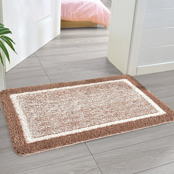 YOHAVEN Soft Microfiber Bath Rug Non-Slip Absorbent Quick Dry Shower Mat Machine Washable for Bathroom Floor Tub Vanity Spa Home Decor Comfort