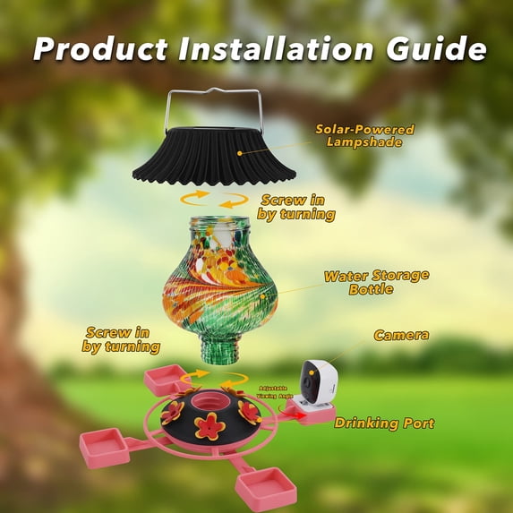 YOHAVEN Solar Powered Bird Feeder Camera 1080p With AI Species Detection, Night Vision, App Streaming, Weatherproof Outdoor Recording, Self‑Sustaining Solar Power, For Backyard Wildlife Monitoring