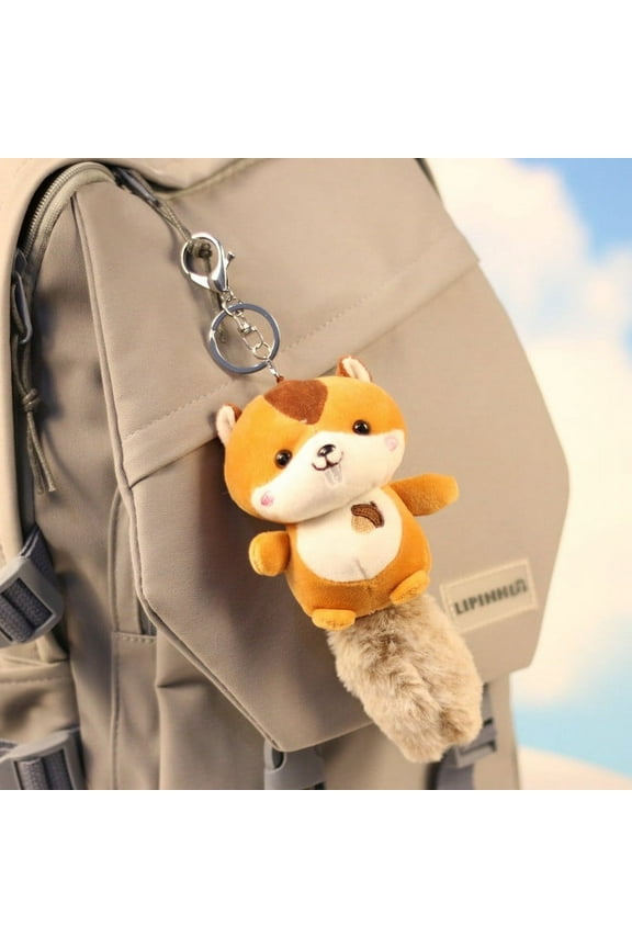 Squirrel Plush Keychain Pendant Bag Charm for Backpack Purse Tote, Lifelike Soft Decoration, Party Favors, Holiday Gift, Home Travel Desk Ornament for Everyday Style