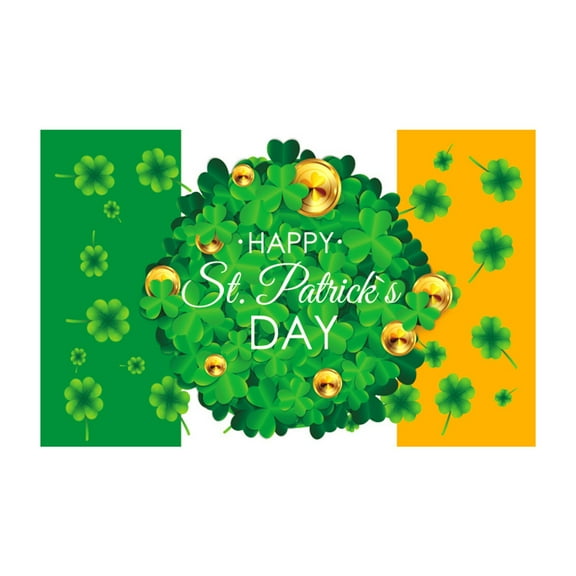 YOHAVEN St Patrick's Day Flags Banner, Double Printed Shamrocks Luck Green Yard Sign Poster Decorations for Garden Patio Home Party Irish Holiday Celebration