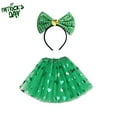 thumbnail image 1 of YOHAVEN St Patrick’s Day Party Accessories Set Green TuTu Skirt with Shamrock Sequins and Bow Tie Headband Costume Outfit for Women Adults Holiday Festival Cosplay Carnival Celebration, 1 of 5
