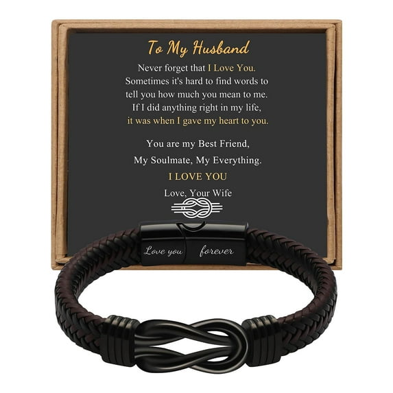 YOHAVEN Stainless Steel Leather Bracelet Magnetic Clasp Knot Bracelet for Men Fashion Wristband Jewelry Gift for Husband Boyfriend Father Son