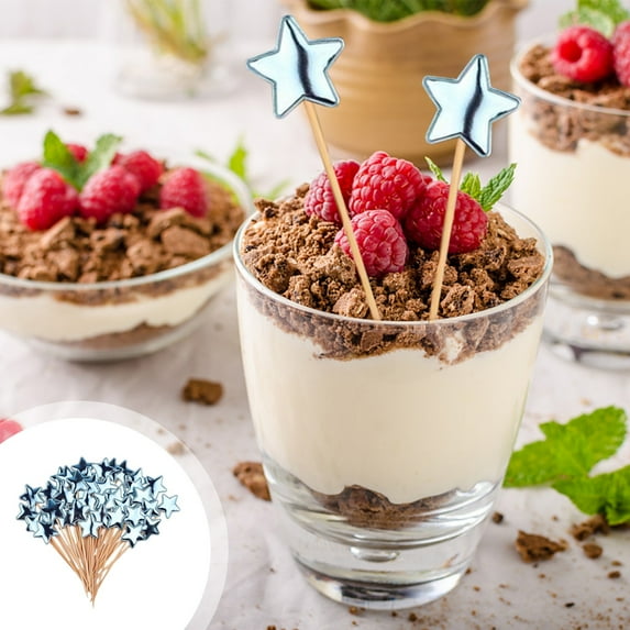 YOHAVEN Star Cocktail Picks 50PCS 4" Wooden Fruit Toothpicks Appetizer Skewers for Drinks Food Party Supplies Christmas Wedding Thanksgiving Decor