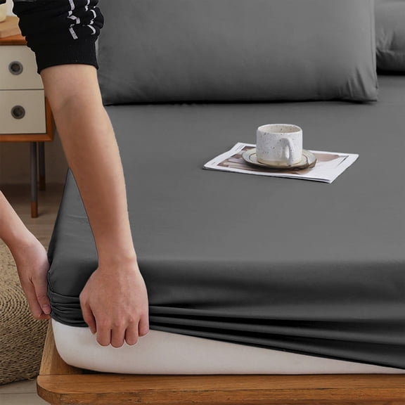 YOHAVEN Stretch Fitted Sheet 86.61x70.86 In Double Bed, Non Slip Elastic Cover, Soft Breathable Polyester, 4‑Way Stretch Secure Fit For Mattresses Up To 15 In, Wrinkle Fade Stain Resistant