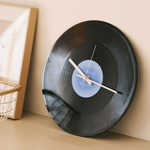 YOHAVEN Sunset Vinyl Record Wall Clock Vintage Style Retro Music Decor for Living Room Office, Unique Round Wall Clock with Nostalgic Design for Home Ambiance Decoration