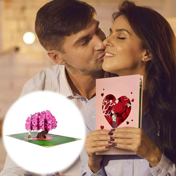 YOHAVEN Three-Dimensional Valentine's Day Greeting Card DIY Pop-Up Paper Carving Hollow Romantic Anniversary Birthday Greeting for Wife Girlfriend Love