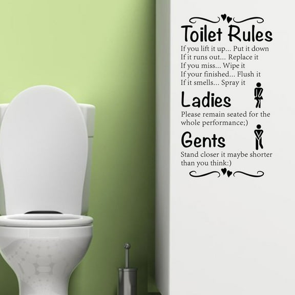YOHAVEN Toilet Rules Wall Stickers Funny Bathroom Quotes, Waterproof Removable Vinyl Wall Decals for Restroom Decorations Home Hotel Office Bar Modern Minimalist Decor