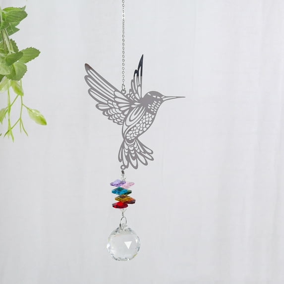 YOHAVEN Transparent Hummingbird Crystal Pendant Outdoor Garden Window Hanging Ornament Sun Catcher Spring Holiday Party Decorations for Home Patio Room