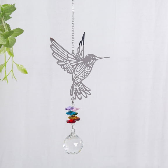 YOHAVEN Transparent Hummingbird Crystal Pendant Outdoor Garden Window Hanging Ornament Sun Catcher Spring Holiday Party Decorations for Home Patio Room