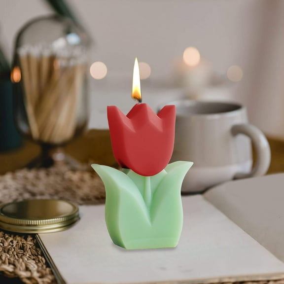 YOHAVEN Tulips Scented Candles Handmade Flower Modeling Aromatherapy Gifts DIY Wedding Birthday Holiday Home Table Centerpiece Relaxation Decor