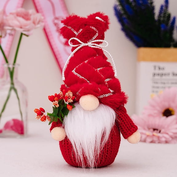 YOHAVEN Valentine Faceless Gnome Lamp, Knitted Glowing Dwarf Doll LED Lighted Romantic Table Decor for Home Bedroom Wedding Christmas Holiday Decorations