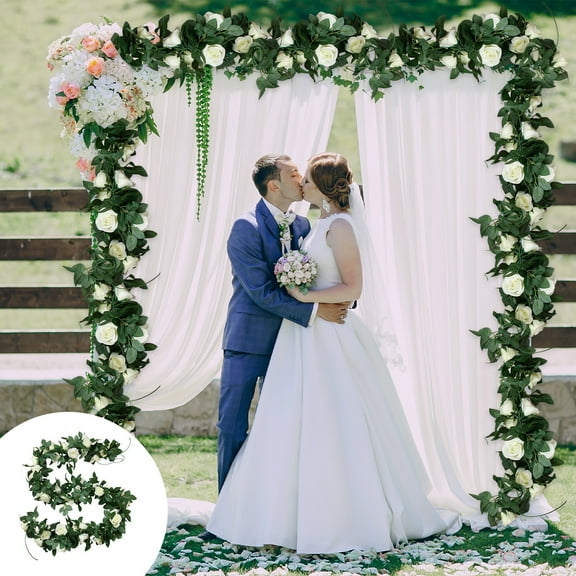 YOHAVEN Valentine’s Day Artificial Flower Vine 6.5FT Hanging Fake Rose Leaf Garland Wedding Arch Balcony Porch Doorway Stair Decoration Romantic Holiday Party Home Decor