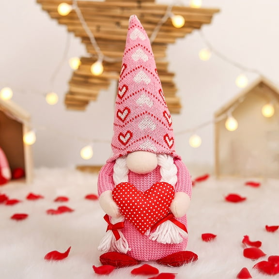 YOHAVEN Valentine’s Day Gnome Ornament, Faceless Doll Decoration with Lights, Sweet & Lucky Elf for Home & Christmas Tree Décor, Ideal for Valentine’s Day & Romantic Holiday Gifts