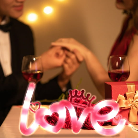 YOHAVEN Valentine’s Day Neon Sign, Heart LED Light Wall Decor USB Powered Bedroom Lamp for Home Living Room Bar Restaurant Party Gift