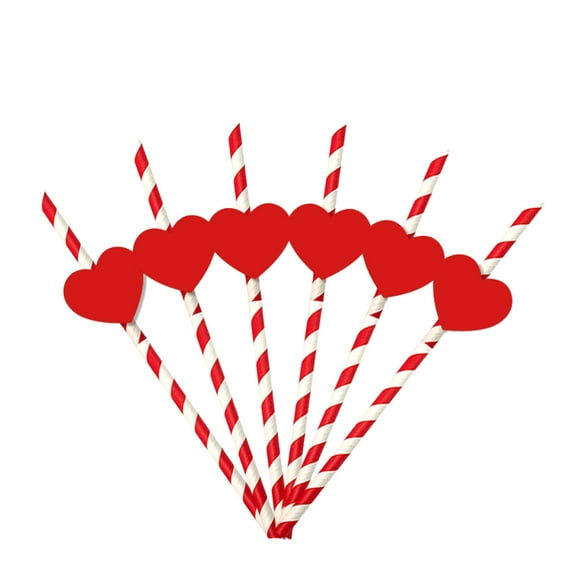 YOHAVEN Valentine’s Day Paper Straws 24PCS, Red Foil Heart Disposable Straws for Wedding Anniversary Birthday Party Valentine Decorations Drink Supplies
