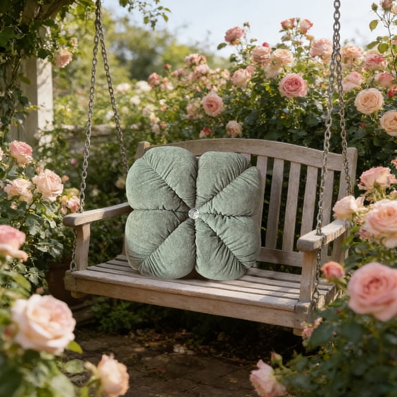 YOHAVEN Velvet Floor Cushion With Strap, 13.8 Inch Round Thick Seat, Pearl Fluff Fill, Stable Four‑Pin Frame, Non‑Slip Indoor Outdoor, Portable Handle, Plush Support For Floor Lounge Or Pet Bed