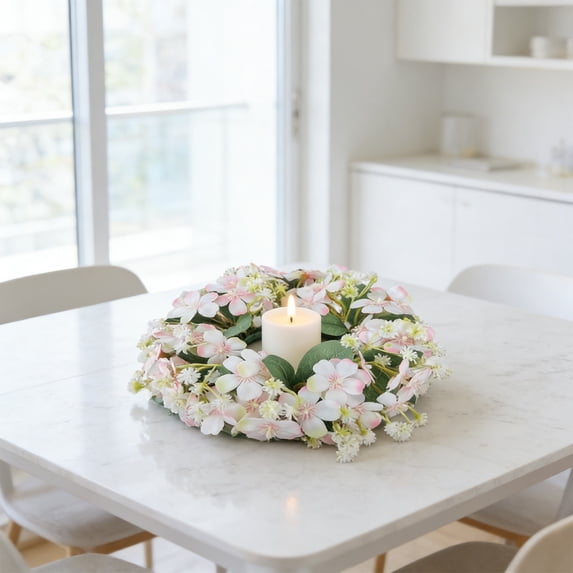 YOHAVEN Wildflower Candle Ring Wreath, Premium Artificial Floral Candle Holder For Home Or Wedding, Multi-Color Seasonal Accent, Lightweight 20 cm, Perfect For Tables, Mantels, Photo Props