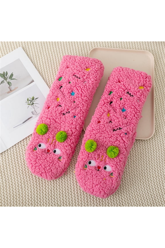 Women’s Cute Sleeping Socks Warm Cozy Floor Socks for Home Indoor Loungewear Winter Relaxation Fashion Footwear Christmas Holiday Gift Stocking Stuffer Winter Decor