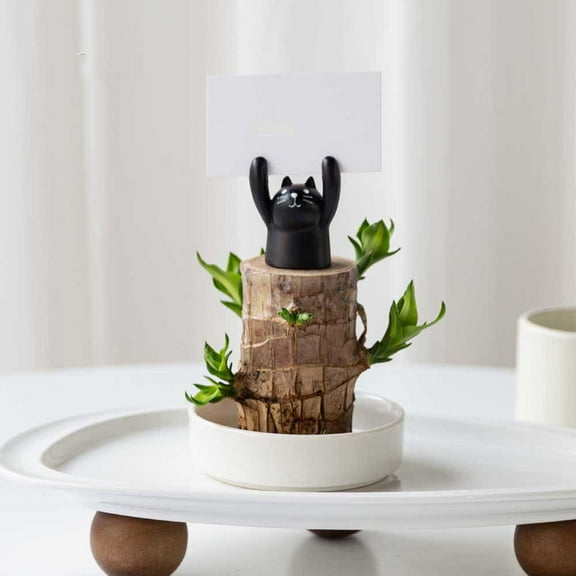 YOHAVEN Wooden Car Dashboard Ornaments, Cute Panda Animal Figurines Home Gardening Decorations, Desk Shelf Display for Office Living Room Decor