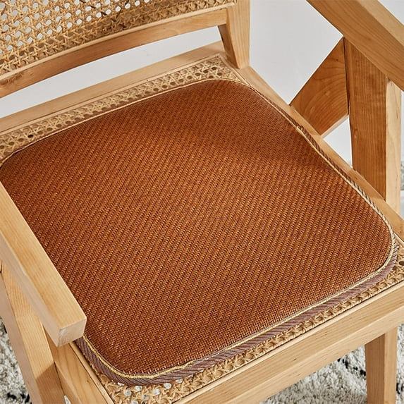 YOHAVEN Woven Rattan Seat Cushion 16"x16"x0.8" Vintage Chair Pad Non Slip Straps Summer Office Dining Chair Cushion Indoor Outdoor Holiday Decor