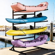 YOHKOH 4-Tier Kayak Storage Rack, Heavy Duty Freestanding Kayak Stand, 400 lb Capacity, Black