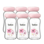 YOHKOH 5.4oz Glass Breastmilk Bottles,Wide Mouth Breastmilk Storage Containers,6 Pack,Red