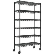 YOHKOH 6-Wire Heavy Duty Shelving Metal Storage Rack with Wheels, MAX 2000LB, Carbon Steel Adjustable Unit Shelves for Laundry Garage Kitchen (36L x 14W x 74.9H, Black)