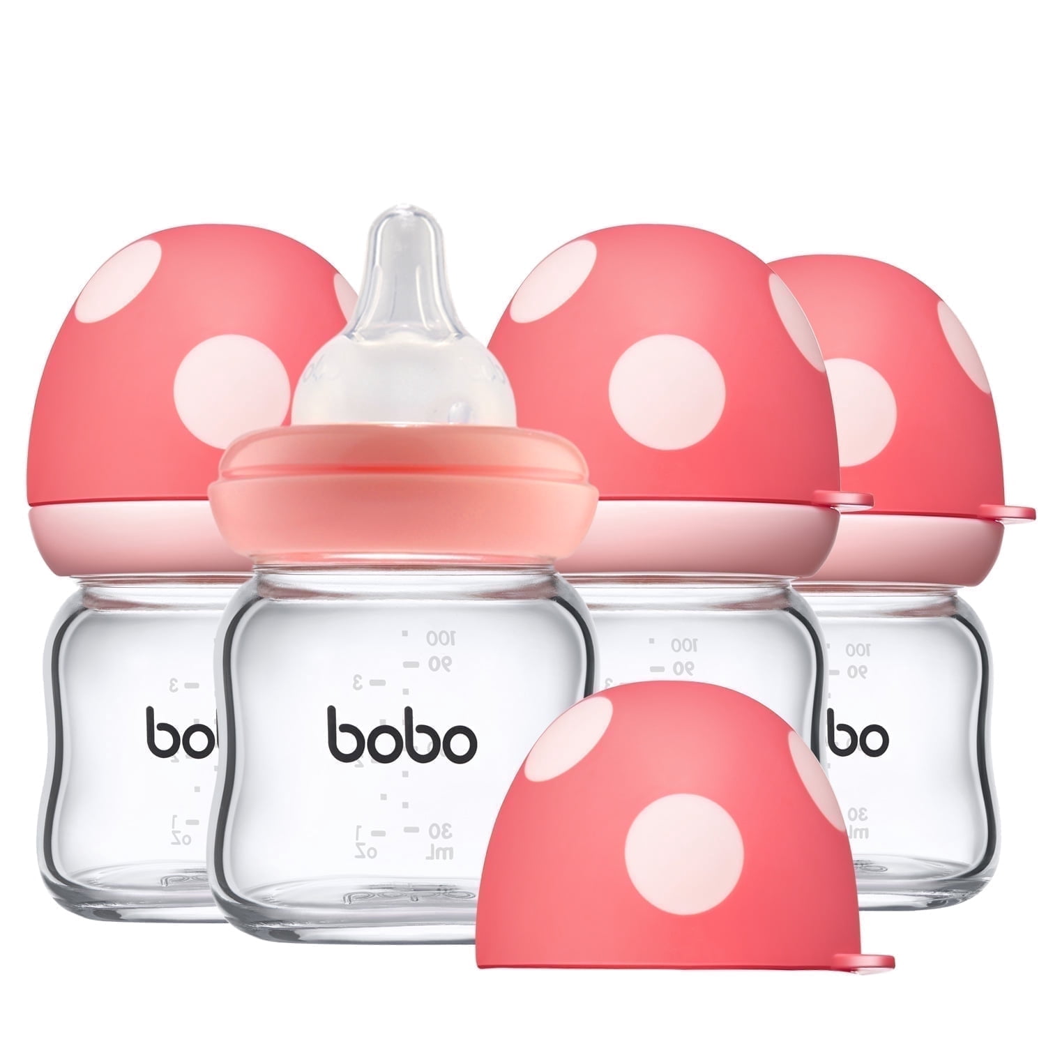 YOHKOH Anti-colic Baby Bottle,AirFree Vent,Slow Flow Nipple,Red,3.4oz,4pk