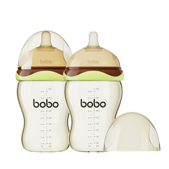 YOHKOH Baby Bottles - Newborn Wide Neck Baby Bottles,M Nipple,Green, 9.4oz/280ml,2pk