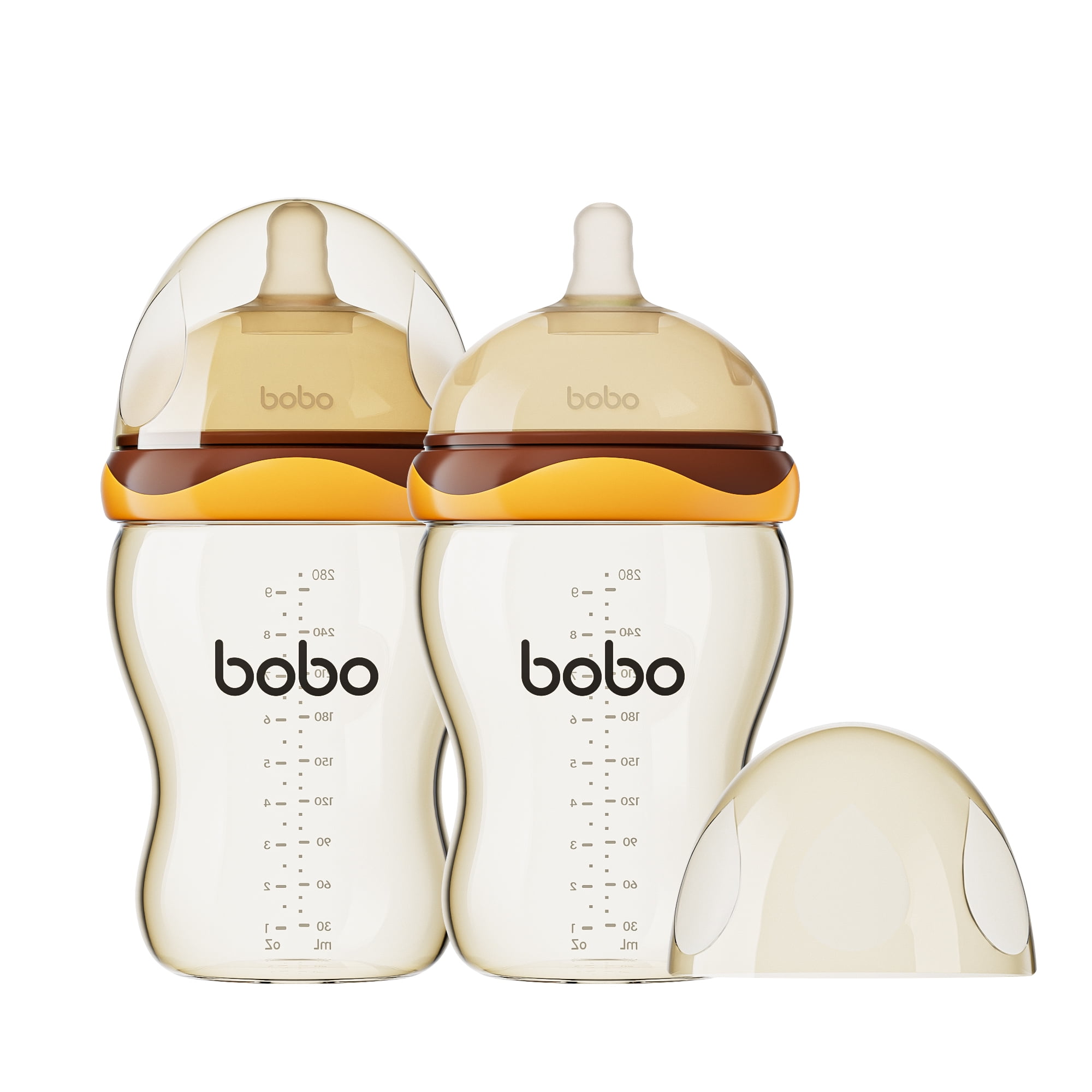YOHKOH Baby Bottles - Newborn Wide Neck Baby Bottles,M Nipple,Orange, 9.4oz/280ml,2pk