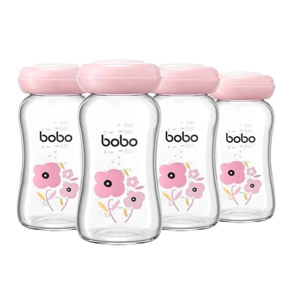 YOHKOH Glass Breastmilk Storage Containers,Wide Mouth,Reusable Milk Storage,5.4oz,4Pk,Red