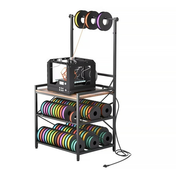 YOHKOH Heavy Duty 3D Printer Stand & Table with Filament Rack  3-Tier Organizer Shelves & Spool Holders for Workshop, Workbench, Office & Garage