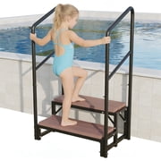 YOHKOH Hot Tub Steps with Handrail - 2 Step Outdoor Stairs for Above Ground Pool & Spa, 400 LBS