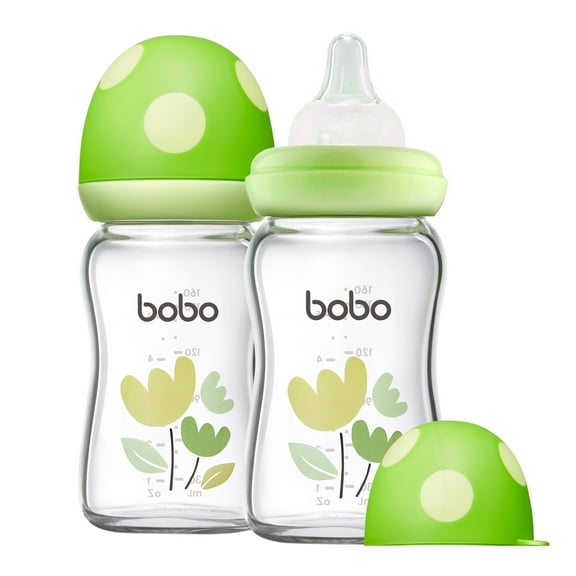 YOHKOH Mushroom Cap Bottle,Wide Bore,6 oz/160 ml,for Small Baby,Green,2pcs