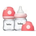 thumbnail image 1 of YOHKOH Natural Anti Colic Glass Baby Bottles(3.4 oz)- Red,Level 1 Nipple,0m+,2Pk Set, 1 of 10