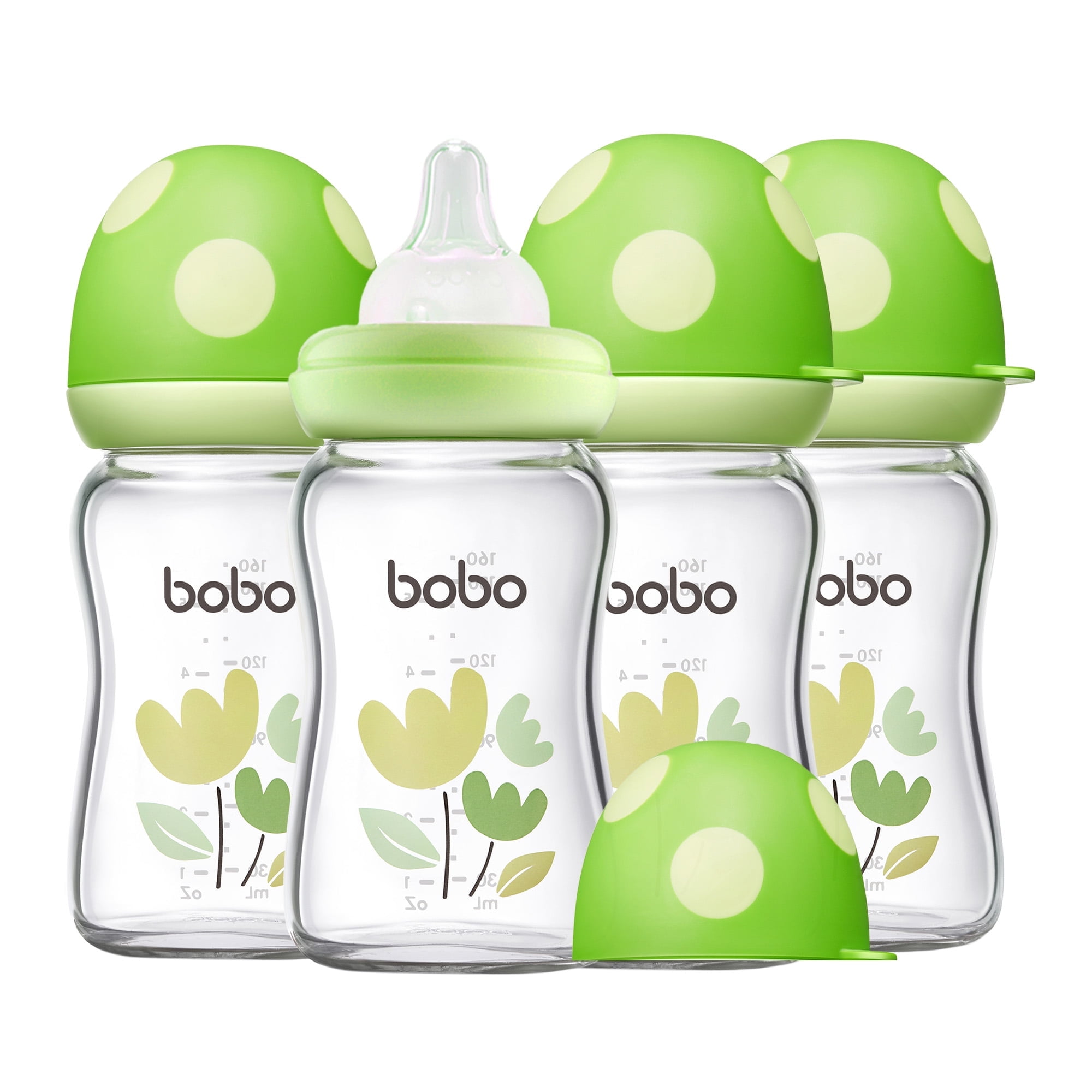 YOHKOH Natural Baby Bottles Sets with Level S Nipple,0m+(5.4oz (Pack of 4)Green)